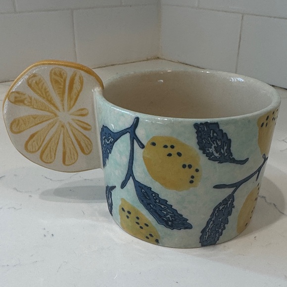 Anthropologie Blue and Yellow Lemon Mug - Picture 3 of 8